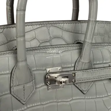 HERMÈS Hermes Birkin Sellier 25 Gris Ciment Matte Alligator Palladium Hardware | Thumbnail 7 HERMÈS Hermes Birkin Sellier 25 Gris Ciment Matte Alligator Palladium Hardware | Thumbnail 7