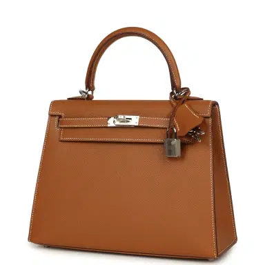 HERMÈS Hermes Kelly Sellier 25 Gold Epsom Palladium Hardware | Thumbnail 5 HERMÈS Hermes Kelly Sellier 25 Gold Epsom Palladium Hardware | Thumbnail 5