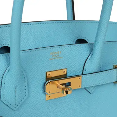 HERMÈS Pre-owned Hermes Birkin 30 Celeste Epsom Gold Hardware | Thumbnail 7 HERMÈS Pre-owned Hermes Birkin 30 Celeste Epsom Gold Hardware | Thumbnail 7