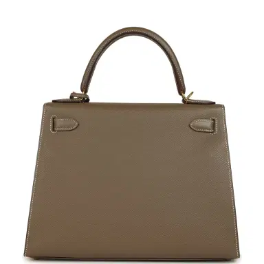 HERMÈS Pre-owned Hermes Kelly Sellier 28 Etoupe Epsom Gold Hardware | Thumbnail 4 HERMÈS Pre-owned Hermes Kelly Sellier 28 Etoupe Epsom Gold Hardware | Thumbnail 4