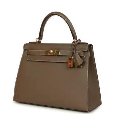 HERMÈS Pre-owned Hermes Kelly Sellier 28 Etoupe Epsom Gold Hardware | Thumbnail 5 HERMÈS Pre-owned Hermes Kelly Sellier 28 Etoupe Epsom Gold Hardware | Thumbnail 5