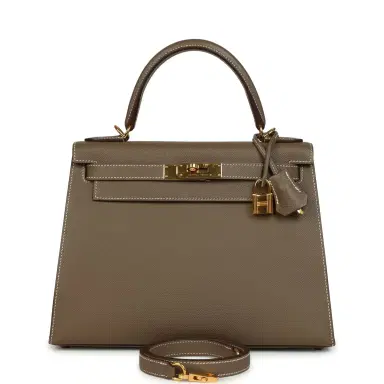 HERMÈS Pre-owned Hermes Kelly Sellier 28 Etoupe Epsom Gold Hardware | Thumbnail 1 HERMÈS Pre-owned Hermes Kelly Sellier 28 Etoupe Epsom Gold Hardware | Thumbnail 1