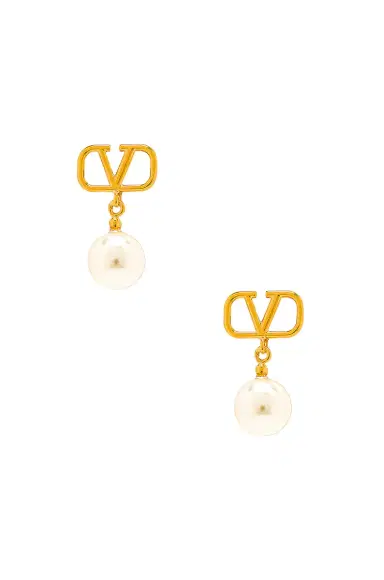 Valentino Garavani V Logo Signature Pearl Earrings | Thumbnail 1 Valentino Garavani V Logo Signature Pearl Earrings | Thumbnail 1