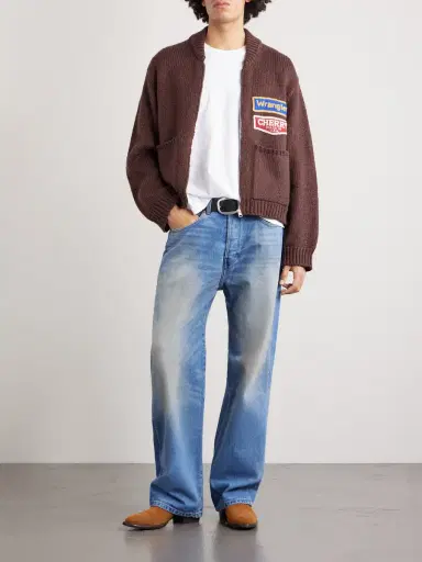 Cherry Los Angeles Wrangler Logo-Appliqued Embroidered Cotton Zip-Up Jacket - Men | Thumbnail 2 Cherry Los Angeles Wrangler Logo-Appliqued Embroidered Cotton Zip-Up Jacket - Men | Thumbnail 2