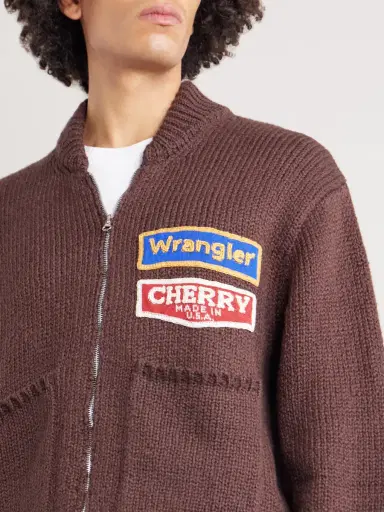 Cherry Los Angeles Wrangler Logo-Appliqued Embroidered Cotton Zip-Up Jacket - Men | Thumbnail 5 Cherry Los Angeles Wrangler Logo-Appliqued Embroidered Cotton Zip-Up Jacket - Men | Thumbnail 5