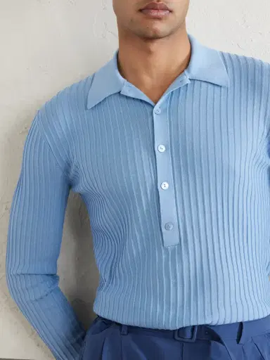 Saint Laurent Slim-Fit Ribbed Wool, Cashmere and Silk-Blend Polo Shirt - Men | Thumbnail 5 Saint Laurent Slim-Fit Ribbed Wool, Cashmere and Silk-Blend Polo Shirt - Men | Thumbnail 5