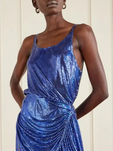 Rabanne Draped Pleated Chainmail Midi Dress | Thumbnail 4 Rabanne Draped Pleated Chainmail Midi Dress | Thumbnail 4