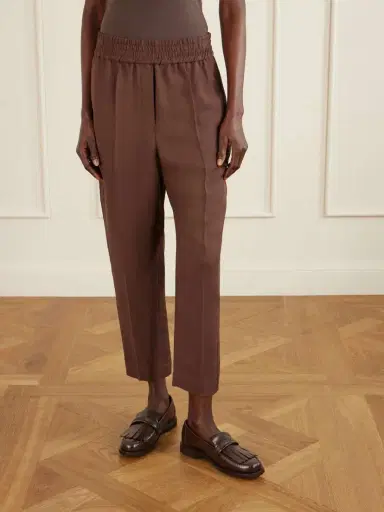 Brunello Cucinelli Cropped Woven Tapered Pants | Thumbnail 3 Brunello Cucinelli Cropped Woven Tapered Pants | Thumbnail 3