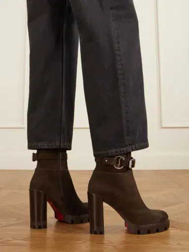 Christian Louboutin Dianouchette 100 Buckled Suede Ankle Boots | Thumbnail 2 Christian Louboutin Dianouchette 100 Buckled Suede Ankle Boots | Thumbnail 2
