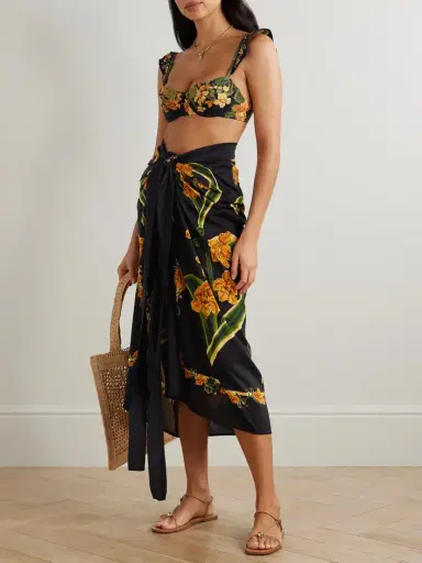 Agua by Agua Bendita Lavanda Cordillera Floral-print Cotton And Silk-blend Voile Pareo | Thumbnail 2 Agua by Agua Bendita Lavanda Cordillera Floral-print Cotton And Silk-blend Voile Pareo | Thumbnail 2