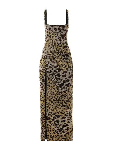 Clio Peppiatt Eartha Embellished Leopard-print Stretch-mesh Gown | Thumbnail 1 Clio Peppiatt Eartha Embellished Leopard-print Stretch-mesh Gown | Thumbnail 1
