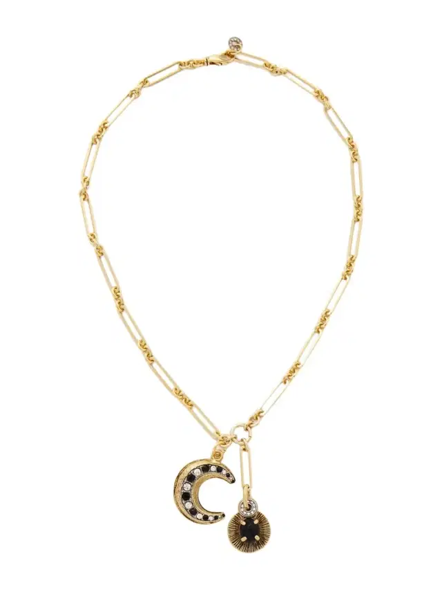 Soli Luna Gold-plated, Crystal And Obsidian Necklace Soli Luna Gold-plated, Crystal And Obsidian Necklace