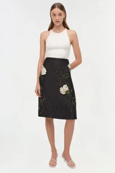Simkhai Arla Floral Jacquard Midi Skirt | Thumbnail 2 Simkhai Arla Floral Jacquard Midi Skirt | Thumbnail 2
