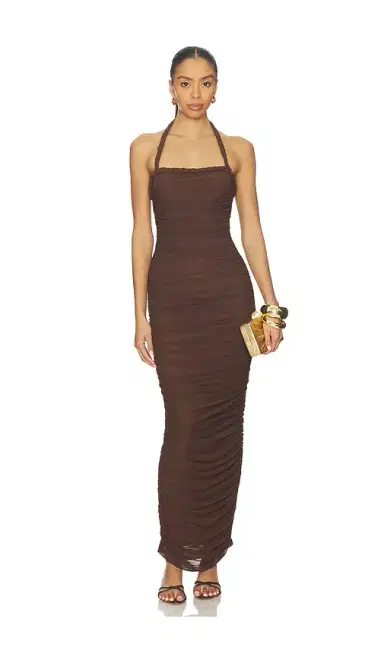 SNDYS Gianna Ruched Halterneck Maxi Dress | Thumbnail 1 SNDYS Gianna Ruched Halterneck Maxi Dress | Thumbnail 1