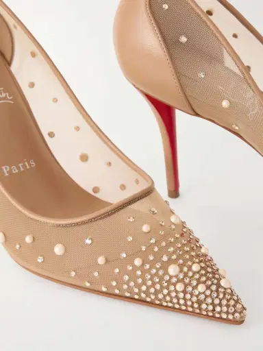 Christian Louboutin Miss Z 80 Leather-trimmed Embellished Mesh Pumps | Thumbnail 5 Christian Louboutin Miss Z 80 Leather-trimmed Embellished Mesh Pumps | Thumbnail 5