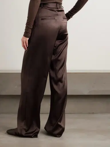 ÉTERNE Josephine Pleated Stretch-silk Satin Straight-leg Pants | Thumbnail 4 ÉTERNE Josephine Pleated Stretch-silk Satin Straight-leg Pants | Thumbnail 4