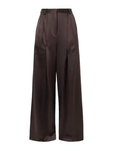 ÉTERNE Josephine Pleated Stretch-silk Satin Straight-leg Pants | Thumbnail 1 ÉTERNE Josephine Pleated Stretch-silk Satin Straight-leg Pants | Thumbnail 1