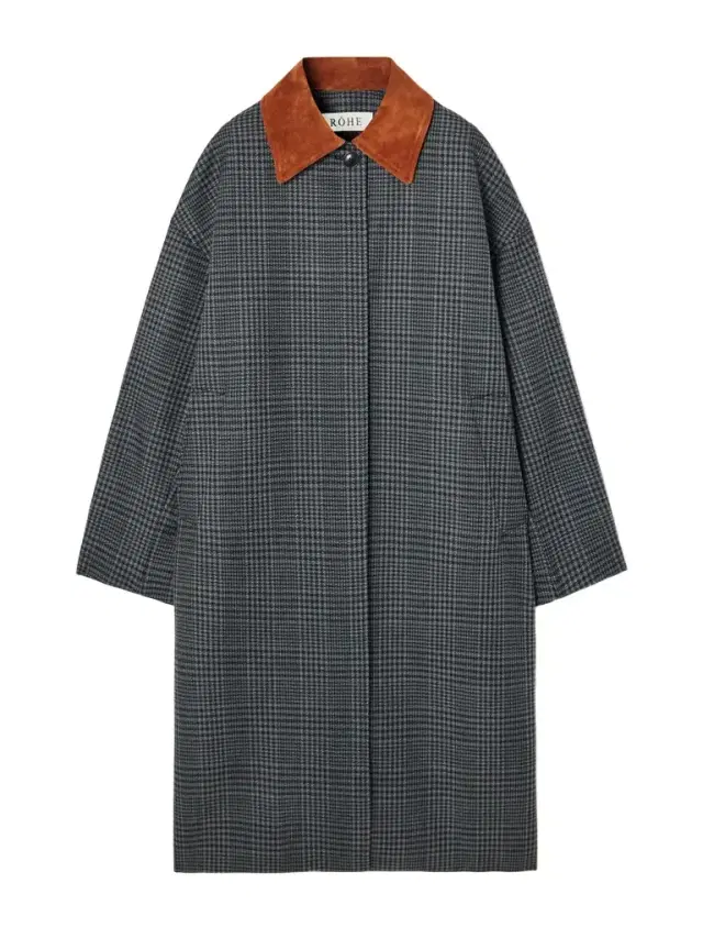 Suede-trimmed Checked Wool Coat Suede-trimmed Checked Wool Coat