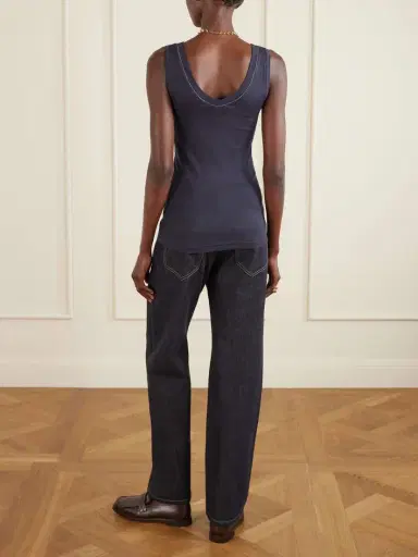 Brunello Cucinelli Bead-embellished Ribbed Cotton-blend Jersey Tank | Thumbnail 4 Brunello Cucinelli Bead-embellished Ribbed Cotton-blend Jersey Tank | Thumbnail 4