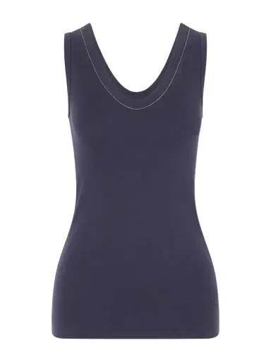 Brunello Cucinelli Bead-embellished Ribbed Cotton-blend Jersey Tank | Thumbnail 1 Brunello Cucinelli Bead-embellished Ribbed Cotton-blend Jersey Tank | Thumbnail 1
