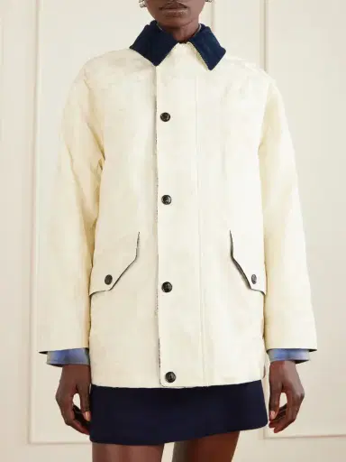 La DoubleJ Truffle Corduroy-trimmed Floral-jacquard Cotton-twill Jacket | Thumbnail 3 La DoubleJ Truffle Corduroy-trimmed Floral-jacquard Cotton-twill Jacket | Thumbnail 3