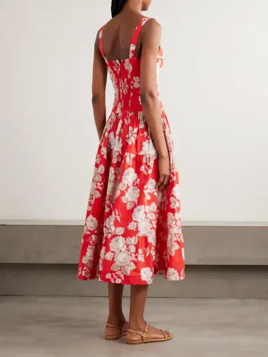 Cara Cara Santiago Tiered Floral-print Cotton-poplin Midi Dress | Thumbnail 3 Cara Cara Santiago Tiered Floral-print Cotton-poplin Midi Dress | Thumbnail 3