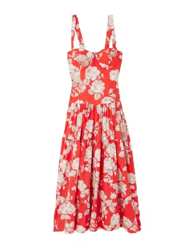 Cara Cara Santiago Tiered Floral-print Cotton-poplin Midi Dress | Thumbnail 1 Cara Cara Santiago Tiered Floral-print Cotton-poplin Midi Dress | Thumbnail 1