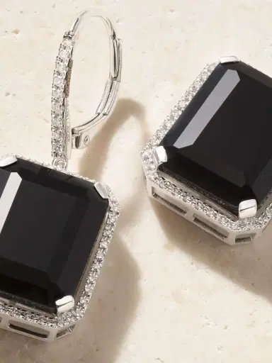 SHAY 18-karat White Gold, Onyx And Diamond Earrings | Thumbnail 4 SHAY 18-karat White Gold, Onyx And Diamond Earrings | Thumbnail 4