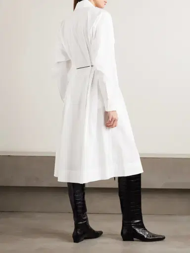 Staud Chi Belted Pleated Cotton-blend Poplin Midi Dress | Thumbnail 3 Staud Chi Belted Pleated Cotton-blend Poplin Midi Dress | Thumbnail 3