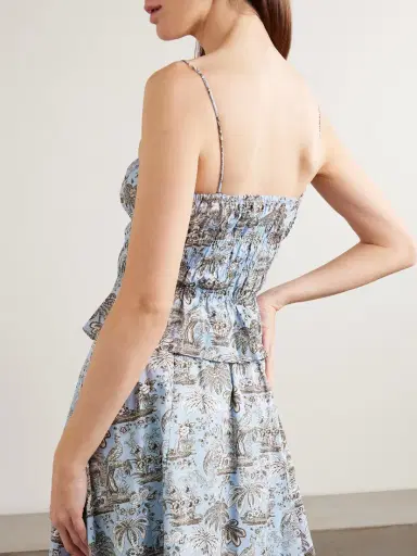 Staud Ayla Cropped Shirred Printed Cotton-blend Top | Thumbnail 3 Staud Ayla Cropped Shirred Printed Cotton-blend Top | Thumbnail 3