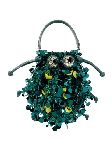 Anya Hindmarch Beetle Embellished Leather-trimmed Clutch | Thumbnail 1 Anya Hindmarch Beetle Embellished Leather-trimmed Clutch | Thumbnail 1