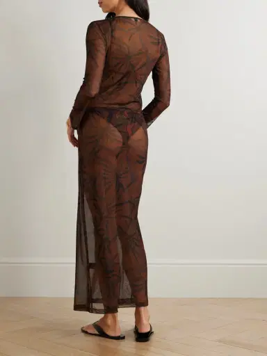 SARA CRISTINA Marina Pearl-embellished Printed Stretch-tulle Coverup | Thumbnail 3 SARA CRISTINA Marina Pearl-embellished Printed Stretch-tulle Coverup | Thumbnail 3