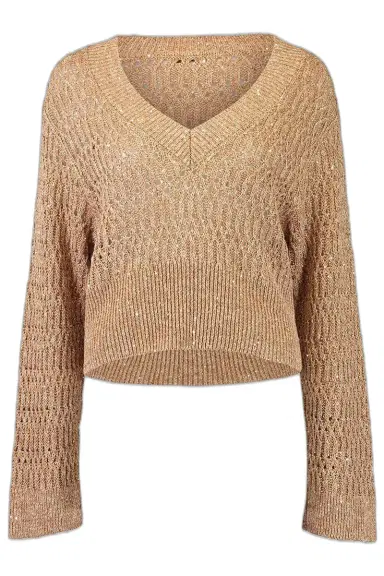 Brunello Cucinelli Braided V Neck Top | Thumbnail 1 Brunello Cucinelli Braided V Neck Top | Thumbnail 1