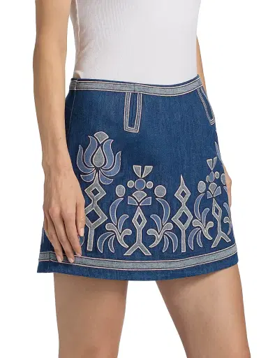 Ramy Brook Women's Anastasia Embroidered Denim Miniskirt | Thumbnail 4 Ramy Brook Women's Anastasia Embroidered Denim Miniskirt | Thumbnail 4
