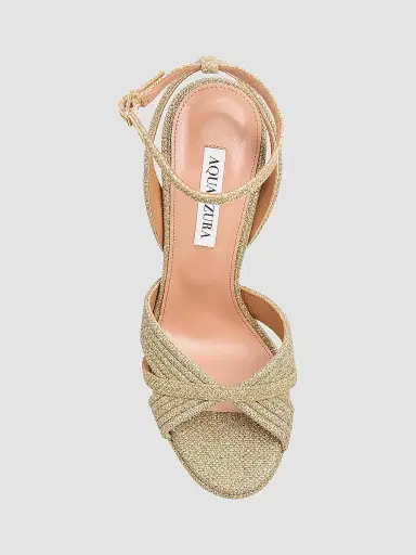 Aquazzura Women's Sundance 140MM Cotton Platform Sandals - Gold | Thumbnail 4 Aquazzura Women's Sundance 140MM Cotton Platform Sandals - Gold | Thumbnail 4