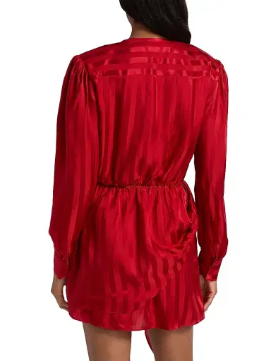 Ronny Kobo Women's Abigail Striped Drape Minidress - Goji Berry | Thumbnail 5 Ronny Kobo Women's Abigail Striped Drape Minidress - Goji Berry | Thumbnail 5
