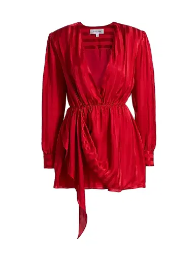 Ronny Kobo Women's Abigail Striped Drape Minidress - Goji Berry | Thumbnail 1 Ronny Kobo Women's Abigail Striped Drape Minidress - Goji Berry | Thumbnail 1