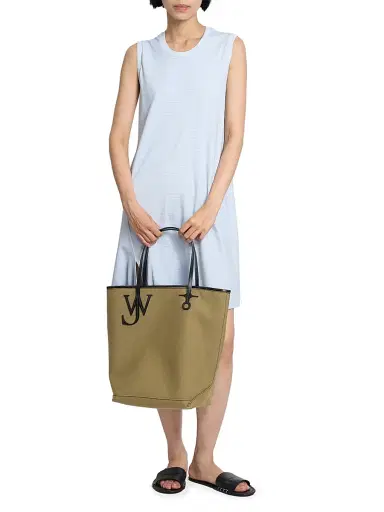 JW Anderson Women's Tall Anchor Logo Cotton Tote Bag - Khaki Black | Thumbnail 2 JW Anderson Women's Tall Anchor Logo Cotton Tote Bag - Khaki Black | Thumbnail 2