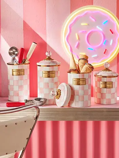 MacKenzie-Childs Small Rosy Check Enamel Canister Large | Thumbnail 2 MacKenzie-Childs Small Rosy Check Enamel Canister Large | Thumbnail 2