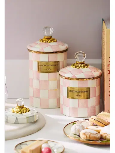 MacKenzie-Childs Small Rosy Check Enamel Canister Large | Thumbnail 3 MacKenzie-Childs Small Rosy Check Enamel Canister Large | Thumbnail 3