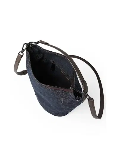 Brunello Cucinelli Women's Duo Small Bucket Bag in Cotton Denim Effect Twill with Monili - Blue | Thumbnail 5 Brunello Cucinelli Women's Duo Small Bucket Bag in Cotton Denim Effect Twill with Monili - Blue | Thumbnail 5