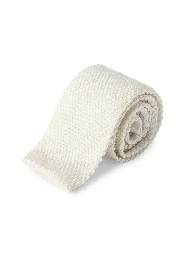 Brunello Cucinelli Men's Silk Knit Tie - White | Thumbnail 3 Brunello Cucinelli Men's Silk Knit Tie - White | Thumbnail 3