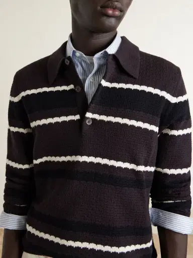 NN07 Alfie 60019 Striped Organic Cotton Polo Shirt - Men | Thumbnail 5 NN07 Alfie 60019 Striped Organic Cotton Polo Shirt - Men | Thumbnail 5