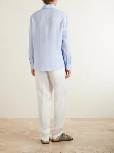 Brunello Cucinelli Tapered Pleated Linen-Twill Drawstring Trousers - Men | Thumbnail 4 Brunello Cucinelli Tapered Pleated Linen-Twill Drawstring Trousers - Men | Thumbnail 4