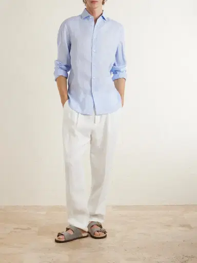 Brunello Cucinelli Cutaway-Collar Linen Shirt - Men | Thumbnail 2 Brunello Cucinelli Cutaway-Collar Linen Shirt - Men | Thumbnail 2