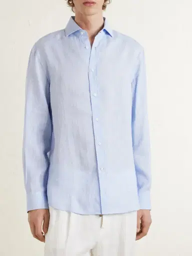 Brunello Cucinelli Cutaway-Collar Linen Shirt - Men | Thumbnail 3 Brunello Cucinelli Cutaway-Collar Linen Shirt - Men | Thumbnail 3