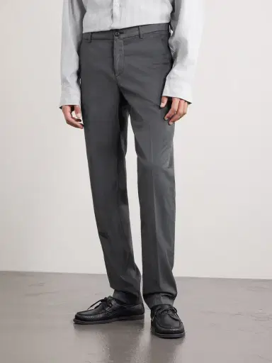 ELEVENTY Straight-Leg Pleated Stretch Cotton and Silk-Blend Trousers - Men | Thumbnail 3 ELEVENTY Straight-Leg Pleated Stretch Cotton and Silk-Blend Trousers - Men | Thumbnail 3
