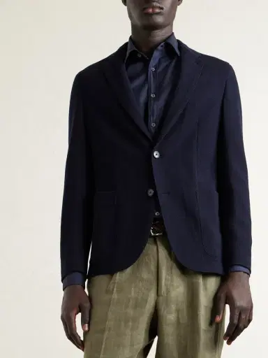 Zegna Wool and Cotton-Blend Piqué Blazer - Men | Thumbnail 3 Zegna Wool and Cotton-Blend Piqué Blazer - Men | Thumbnail 3