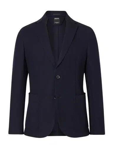 Zegna Wool and Cotton-Blend Piqué Blazer - Men | Thumbnail 1 Zegna Wool and Cotton-Blend Piqué Blazer - Men | Thumbnail 1