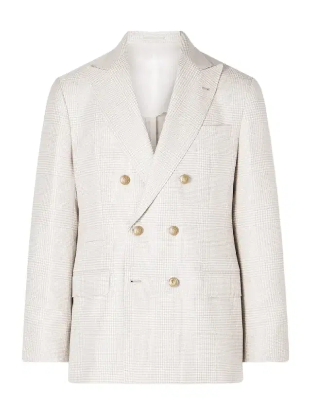 Double-Breasted Prince of Wales Checked Wool-Blend Blazer - Men Double-Breasted Prince of Wales Checked Wool-Blend Blazer - Men